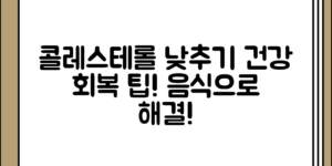 콜레스테롤 낮추는 음식으로 건강 회복하기 정리 전체 흐름 정리