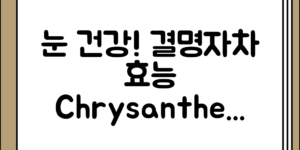 처음 접할 때 유익한 눈 건강을 위한 결명자차의 효능 정리