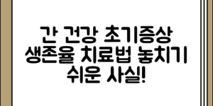 간건강 이상의 초기 증상 정리 및 각 기별 생존율과 치료 옵션, 의외로 놓치기 쉬운 사실