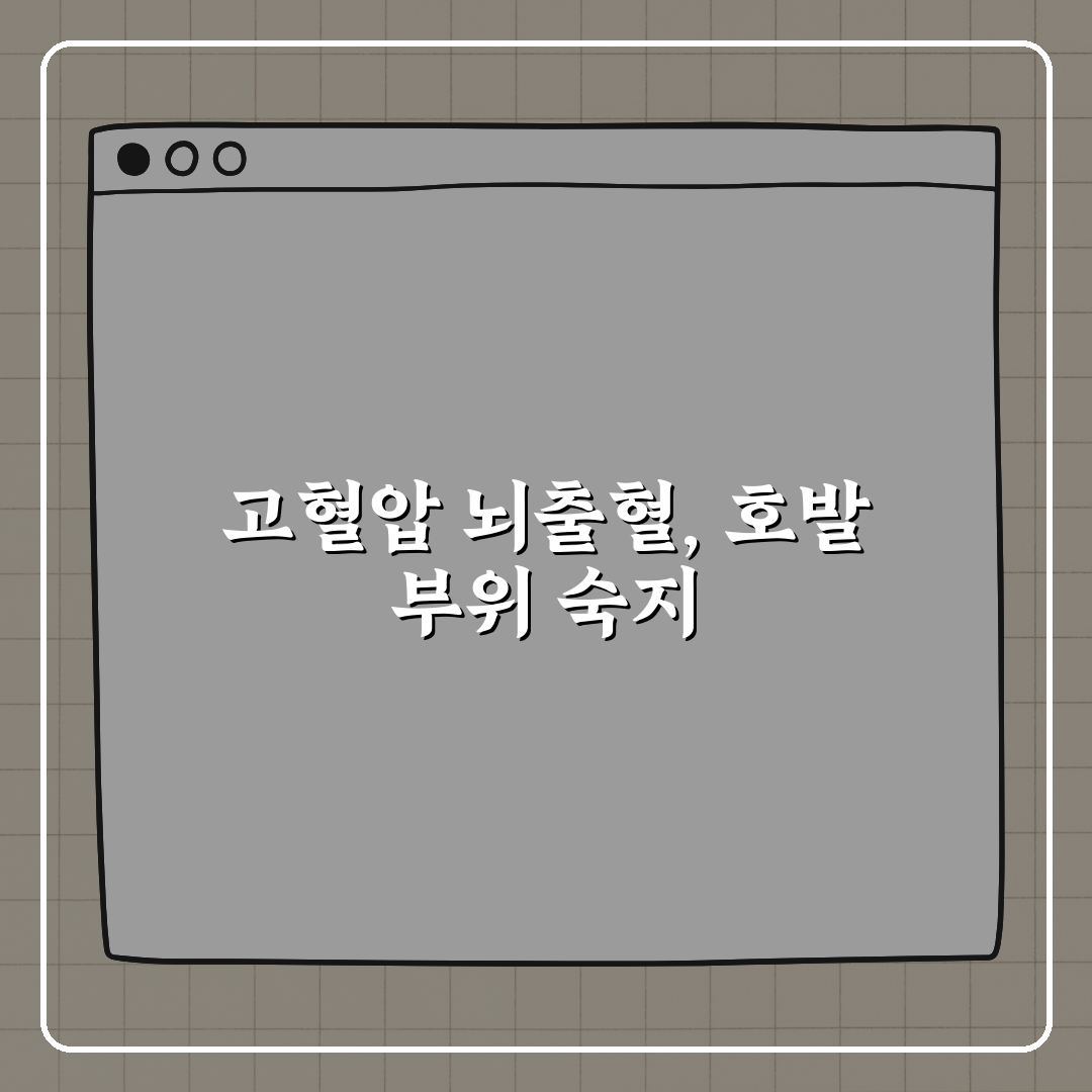 고혈압성 뇌출혈 호발 부위 꼭 알아야 하는 이유 꿀팁 공유!