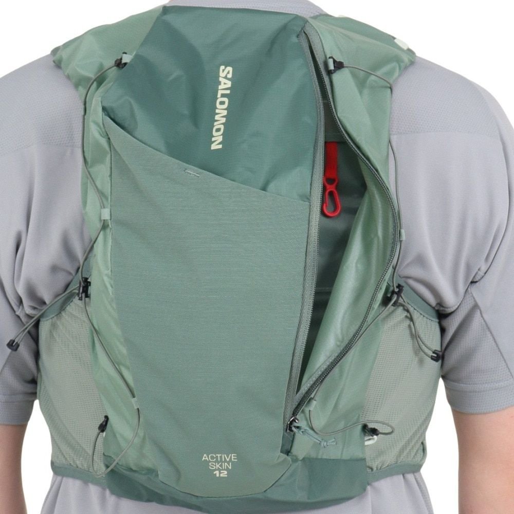 살로몬 액티브 스킨 12 남녀공용 마라톤 트레일러닝 조끼 베스트 가방 LC2177600, L, 그린, 1개 상세 이미지 1
