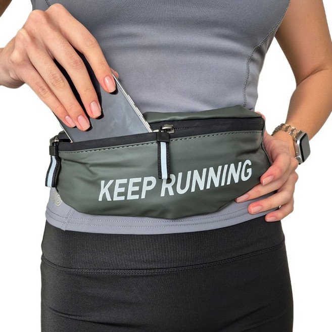 투바이젠 KEEP 러닝 힙색 벨트 허리 가방, 1개, 다크그린쿠폰할인