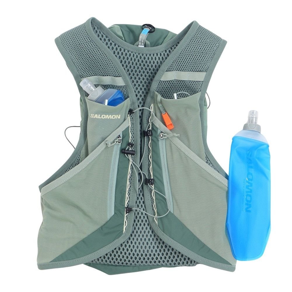 살로몬 액티브 스킨 12 남녀공용 마라톤 트레일러닝 조끼 베스트 가방 LC2177600, L, 그린, 1개 상세 이미지 2