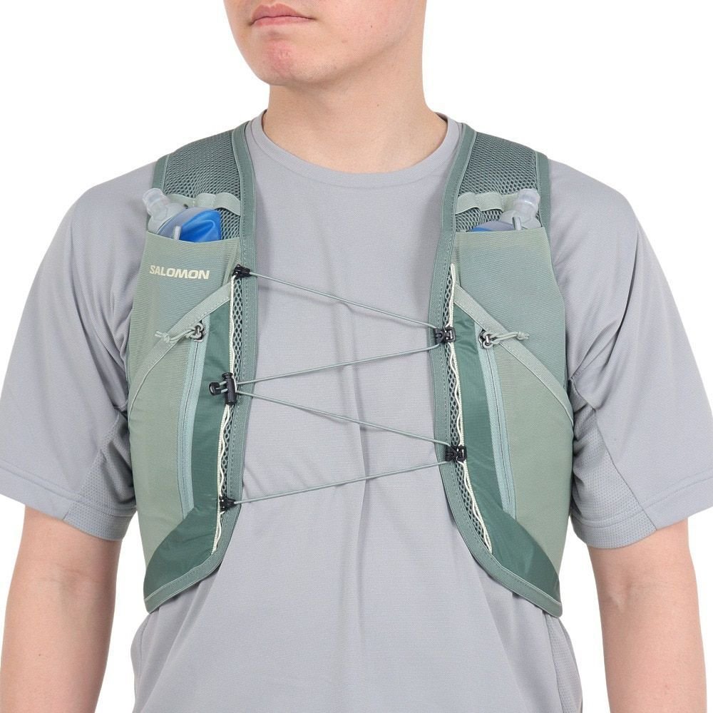 살로몬 액티브 스킨 12 남녀공용 마라톤 트레일러닝 조끼 베스트 가방 LC2177600, L, 그린, 1개 상세 이미지 2